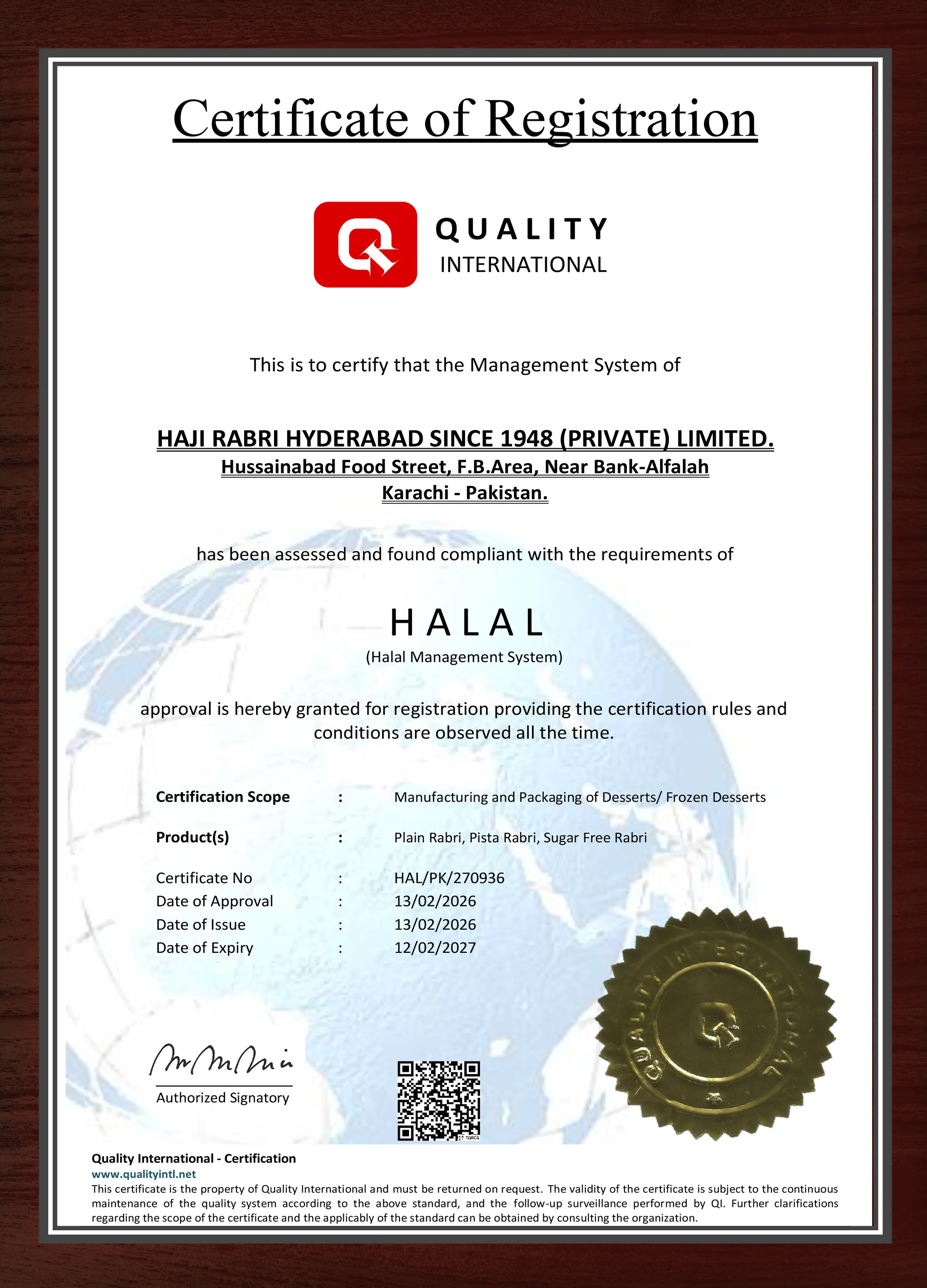 Halal Registration Certificate